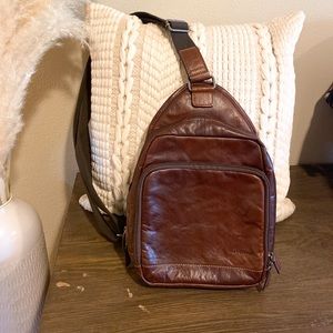 Jack Georges Leather Brown Crossbody Bag